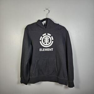 Element Hoodie Heavyweight Skateboard Big Logo Men Medium Black Kangaroo Pocket